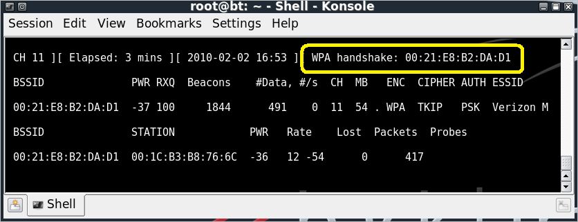Airodump-ng WPA Handshake Airodump-ng WPA Handshake