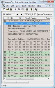 SnoopyPro Capture of Zena USB Traffic